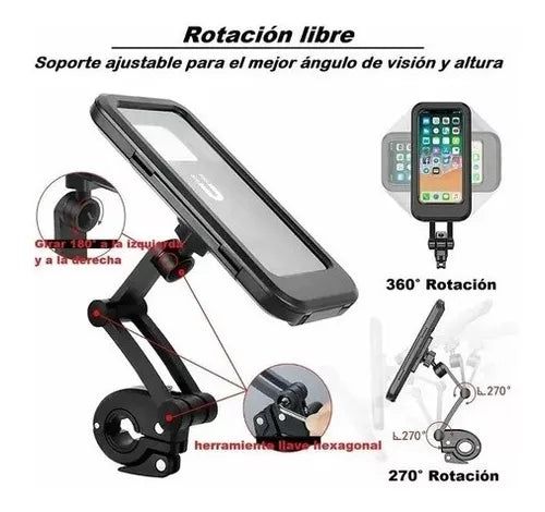 Soporte Celular 360° Impermeable Para Moto y Bicicleta
