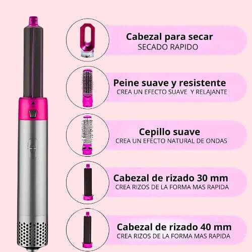 Cepillo 5 en 1: Seca, Alisa y Moldea tu Cabello en Minutos